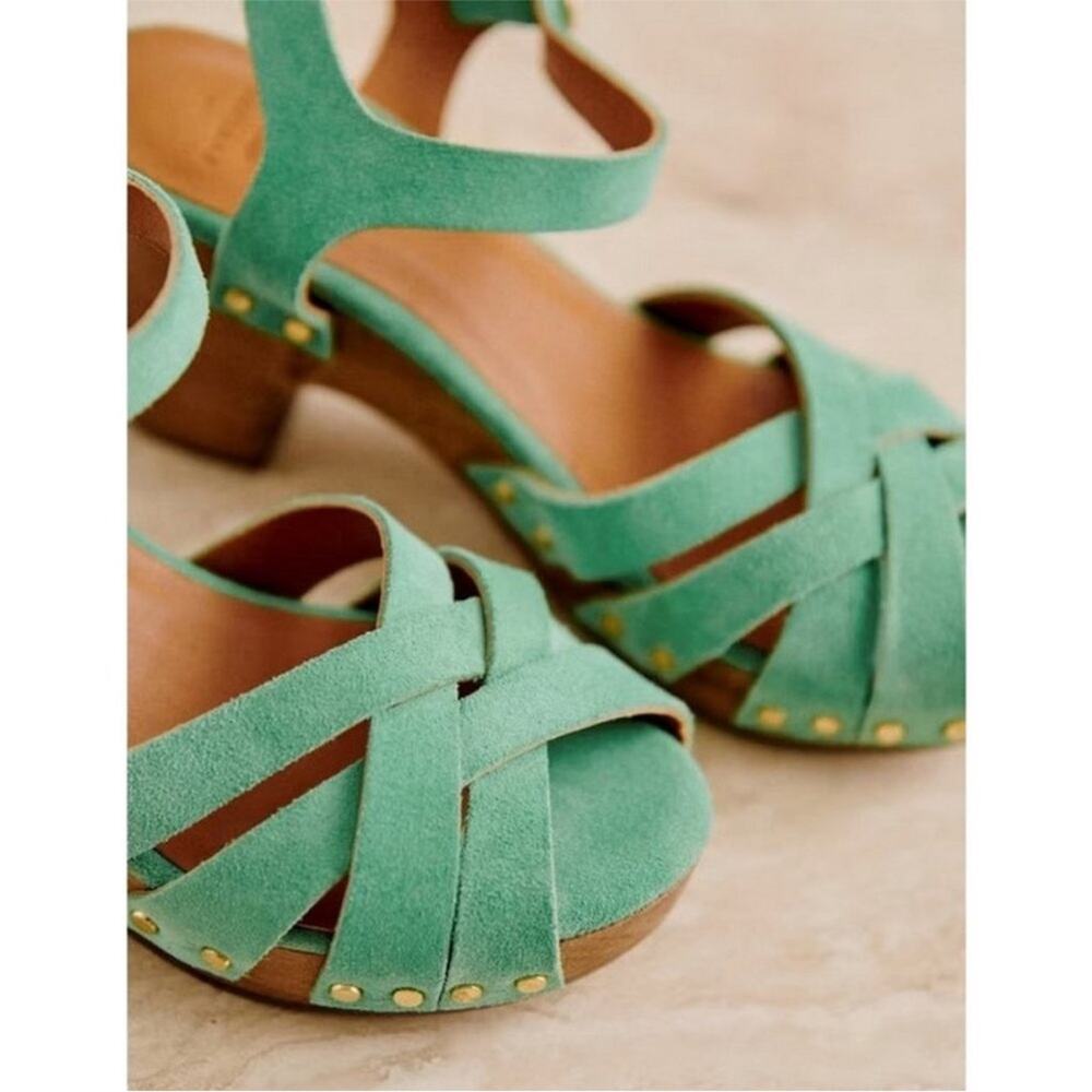 SEZANE Isabelle Green Suede Clogs Sandals 36 6 - Picture 4 of 12